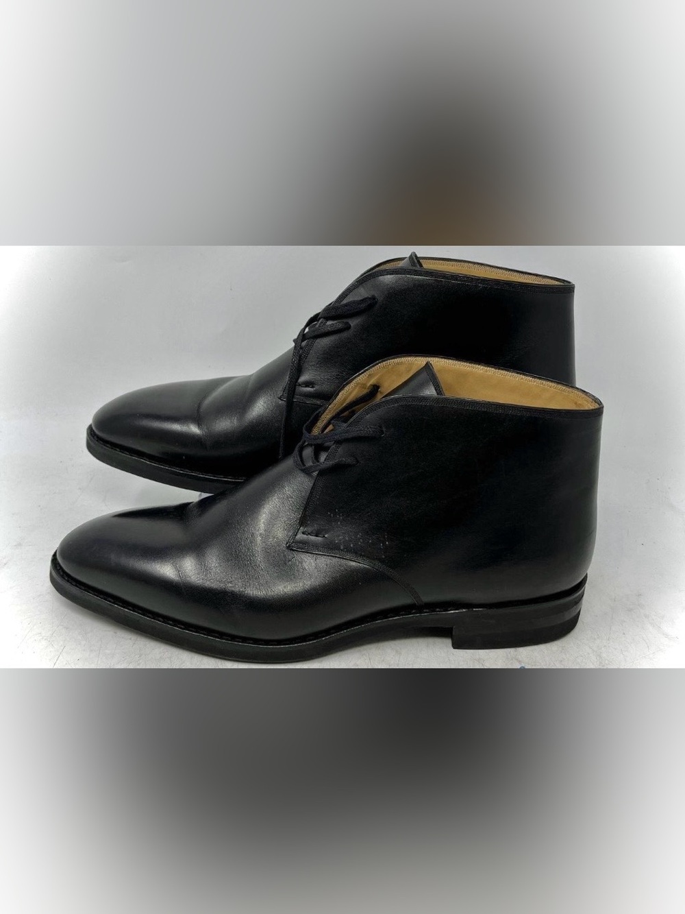 Bally Mens Black Leather Almond Toe Lace-Up Ankle Chukka Boots Sz 8.5